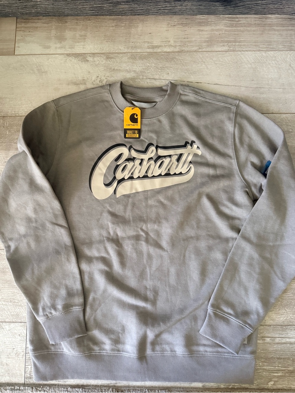Carhartt Script Logo Crewneck Sweatshirt Men’s Large Gray Relaxed Fit NWT